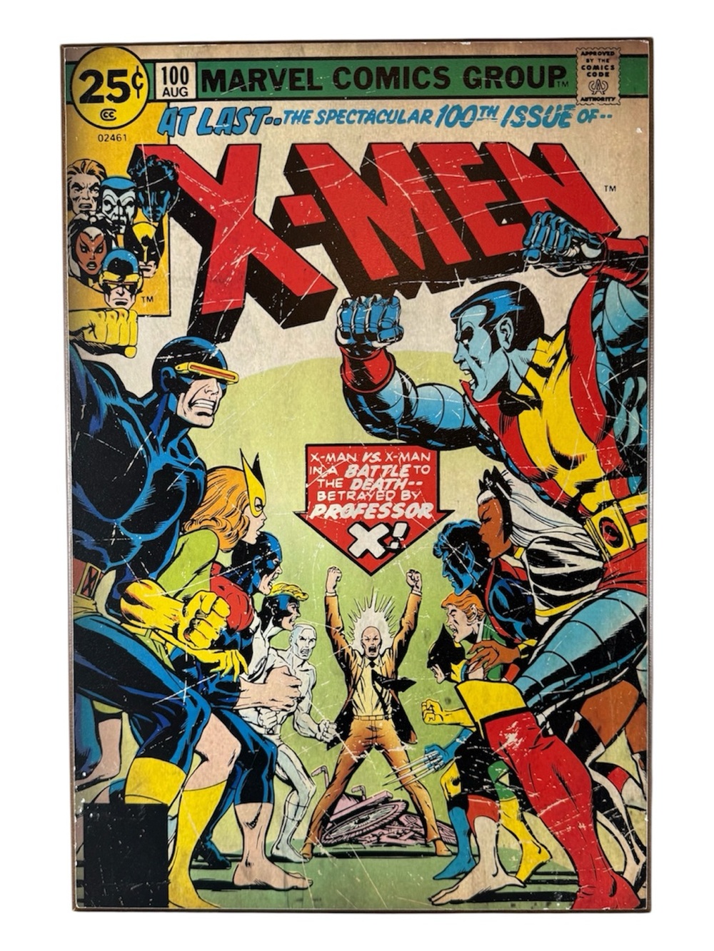 Marvel X-Men #100 Comic Cover Wall Art Plaque Silver Buffalo 2012